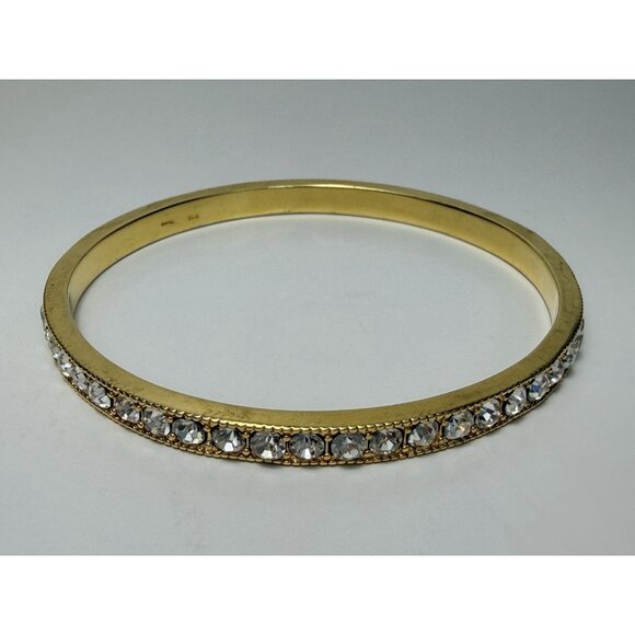 PJM Gold Tone Crystal Bangle Bracelet 8.5” Elegant Sparkly Vintage Bangle - Picture 10 of 10